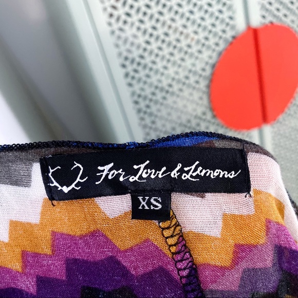 For Love & Lemons Chevron Tie Front Keyhole Blouse - Picture 6 of 7